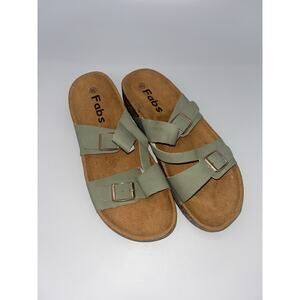 Fabs sandals with two olive-colored straps Size 8.5
